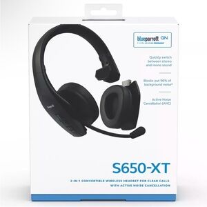 New Black BlueParrott S650-XT Wireless Bluetooth Headset Headphones Reg $249